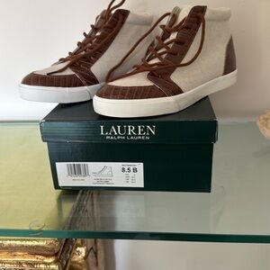 Lauren Ralph Lauren Brown and Cream Sneakers